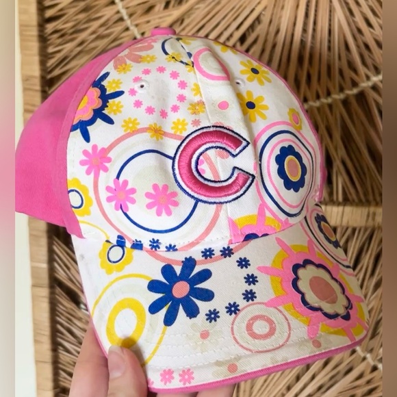 Pink Flowers Letter C Baseball Cap Hat ‘47 Girls / Kids / Womens Adjustable - Picture 1 of 6
